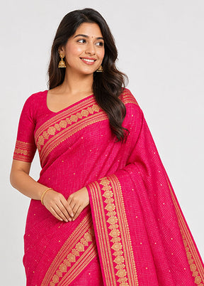Pink Katan Silk Saree With Blouse Piece