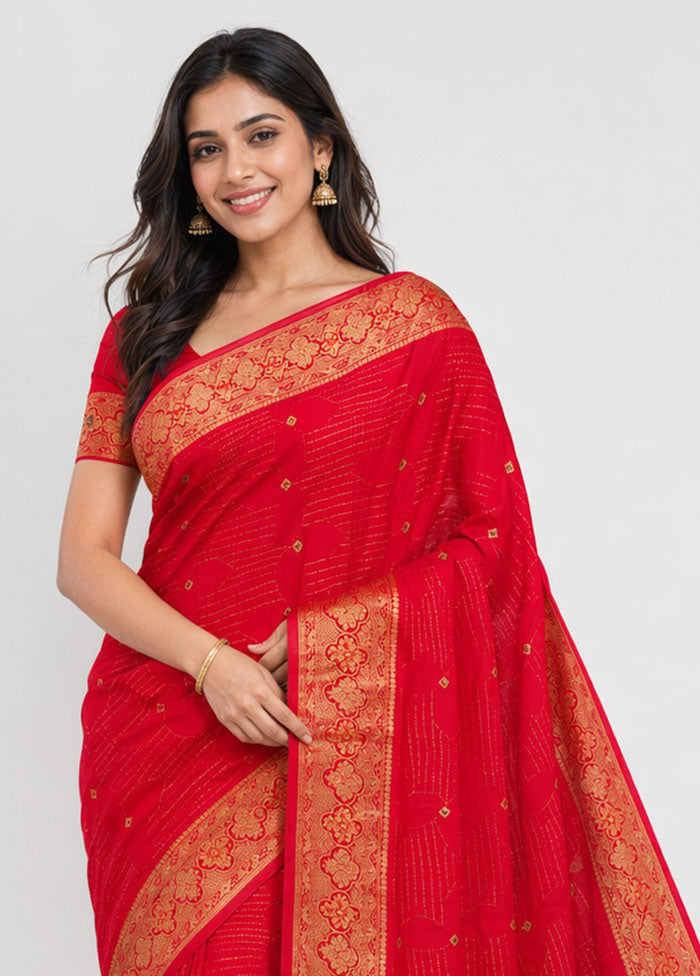 Pink Katan Silk Saree With Blouse Piece