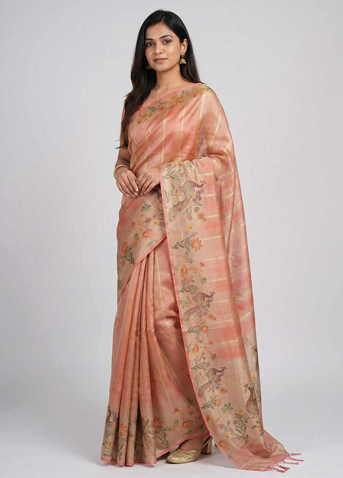Multicolor Tissue Silk Saree With Blouse Piece