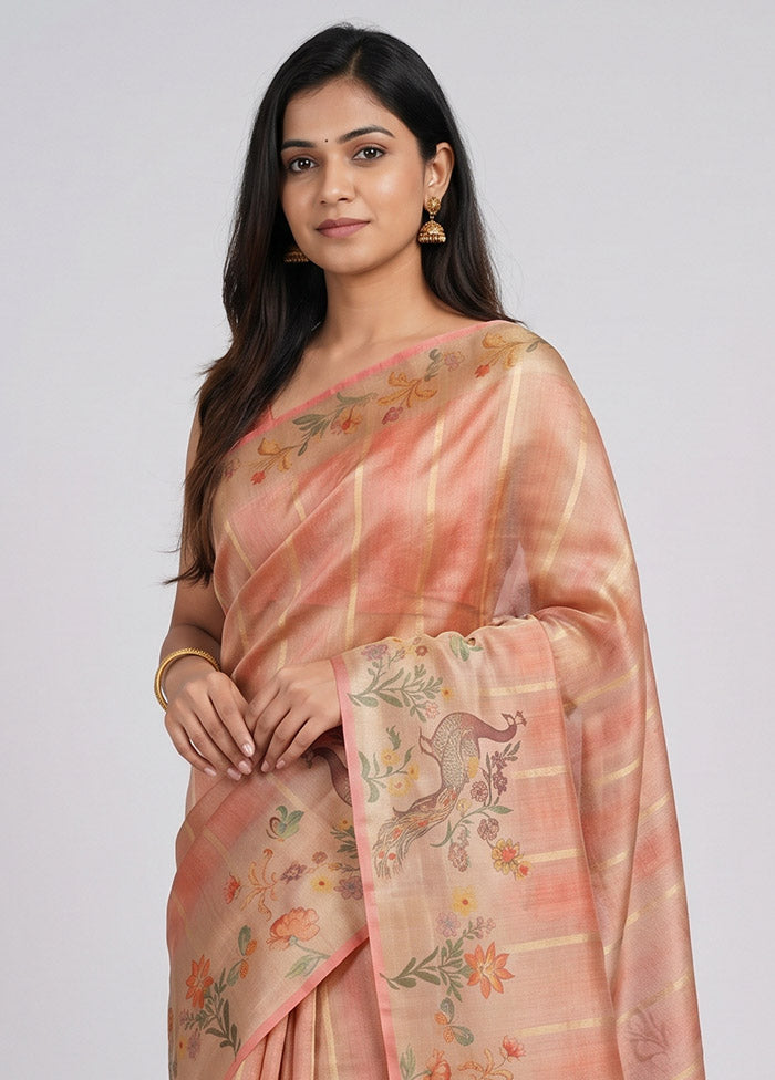 Multicolor Tissue Silk Saree With Blouse Piece
