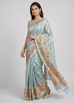 Multicolor Tissue Silk Saree With Blouse Piece