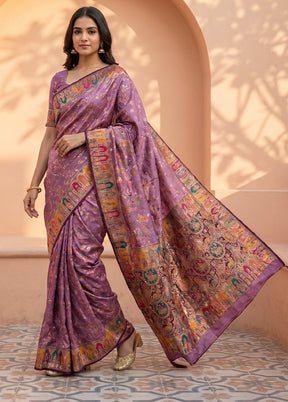 Purple Dupion Silk Saree With Blouse Piece