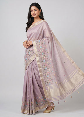 Pink Tissue Silk Saree With Blouse Piece