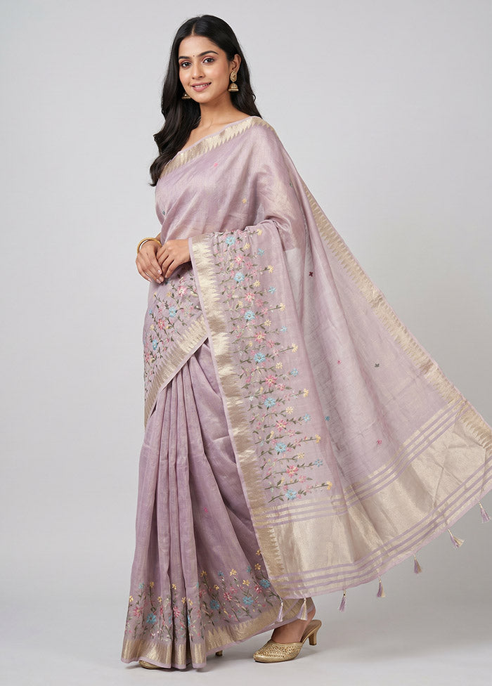 Pink Tissue Silk Saree With Blouse Piece