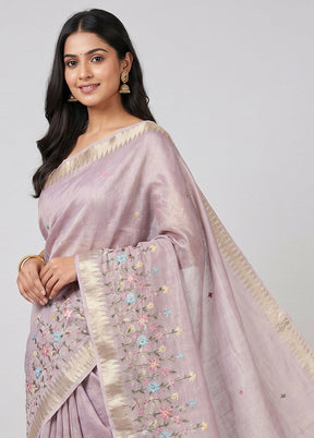 Pink Tissue Silk Saree With Blouse Piece