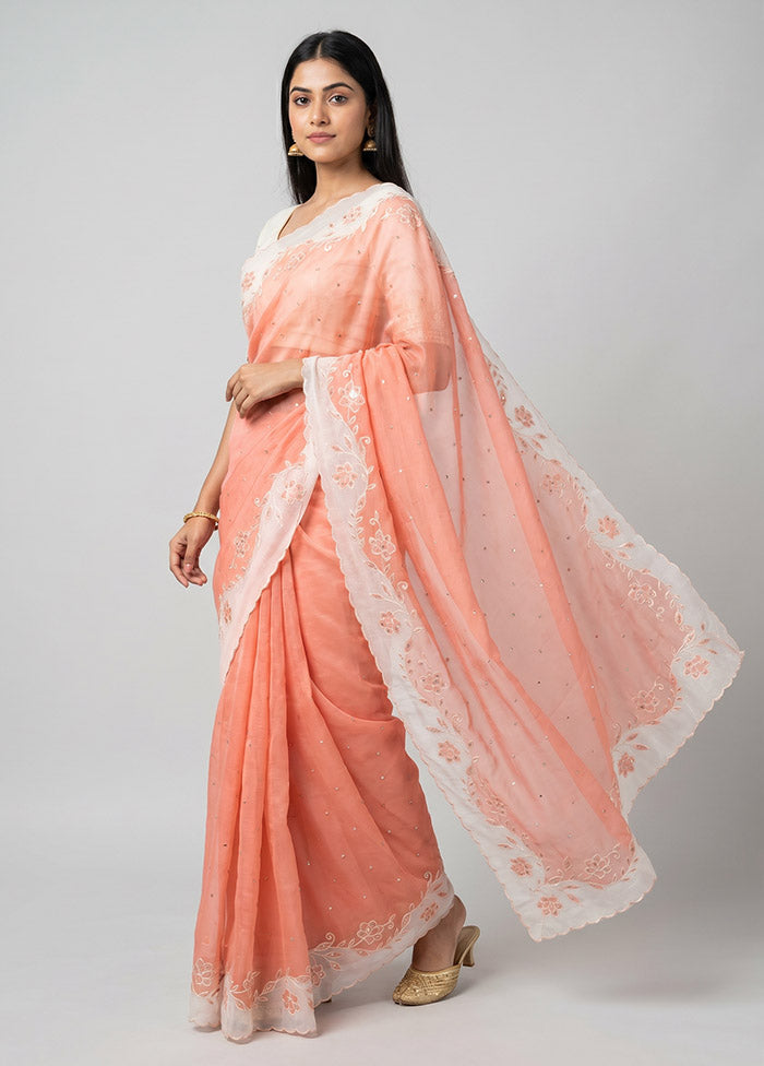 Pink Organza Saree With Blouse Piece