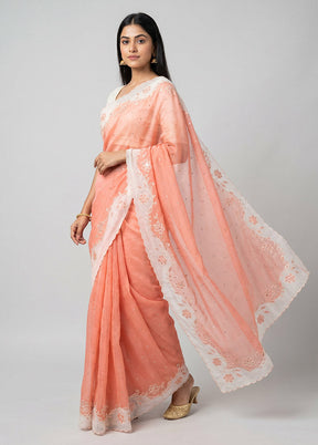 Pink Organza Saree With Blouse Piece
