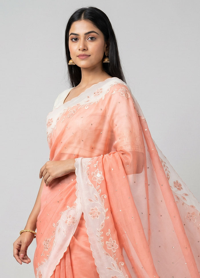 Pink Organza Saree With Blouse Piece