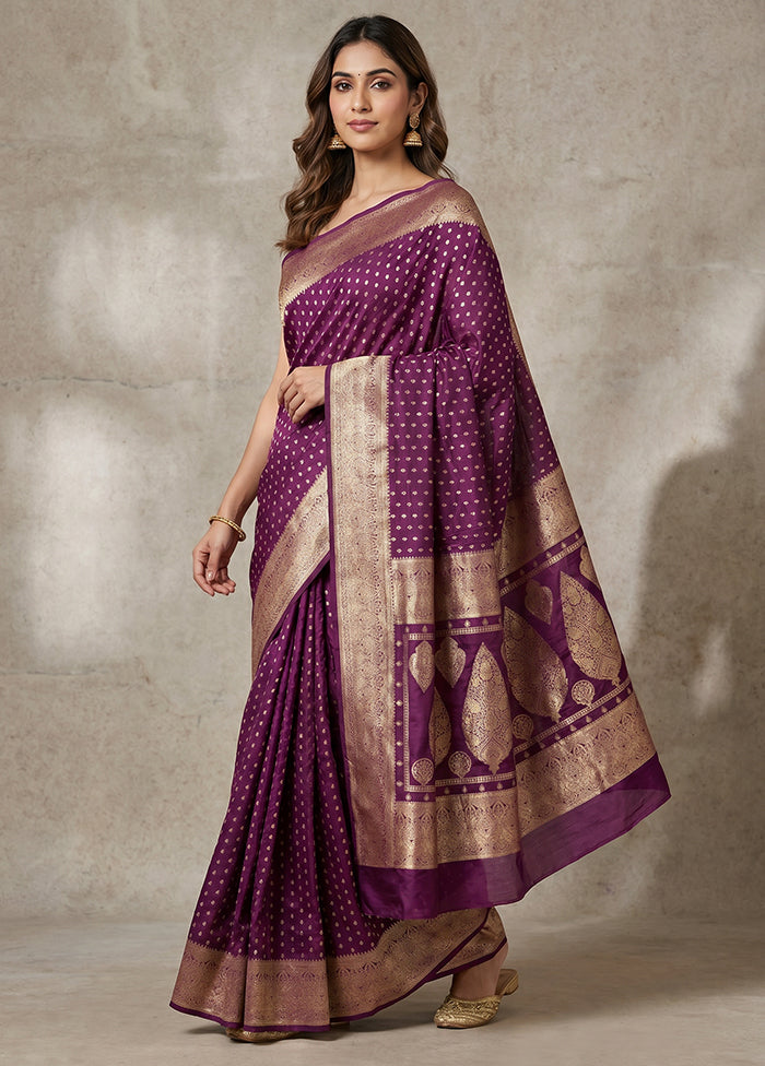 Purple Dupion Silk Saree With Blouse Piece