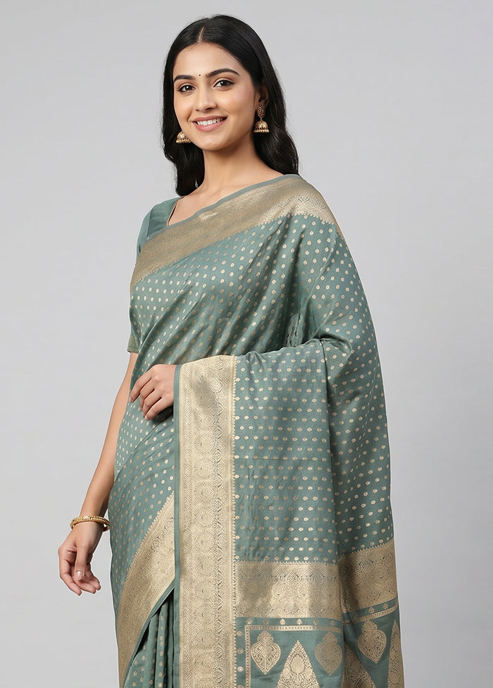 Green Dupion Silk Saree With Blouse Piece