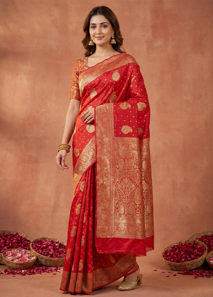Pink Dupion Silk Saree With Blouse Piece