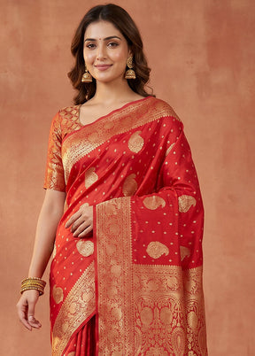 Pink Dupion Silk Saree With Blouse Piece