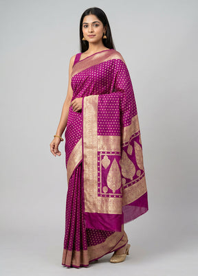 Purple Dupion Silk Saree With Blouse Piece