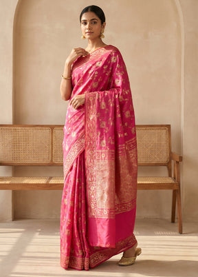 Pink Katan Silk Saree With Blouse Piece