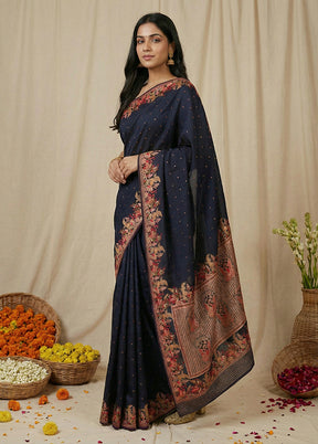 Black Dupion Silk Saree With Blouse Piece