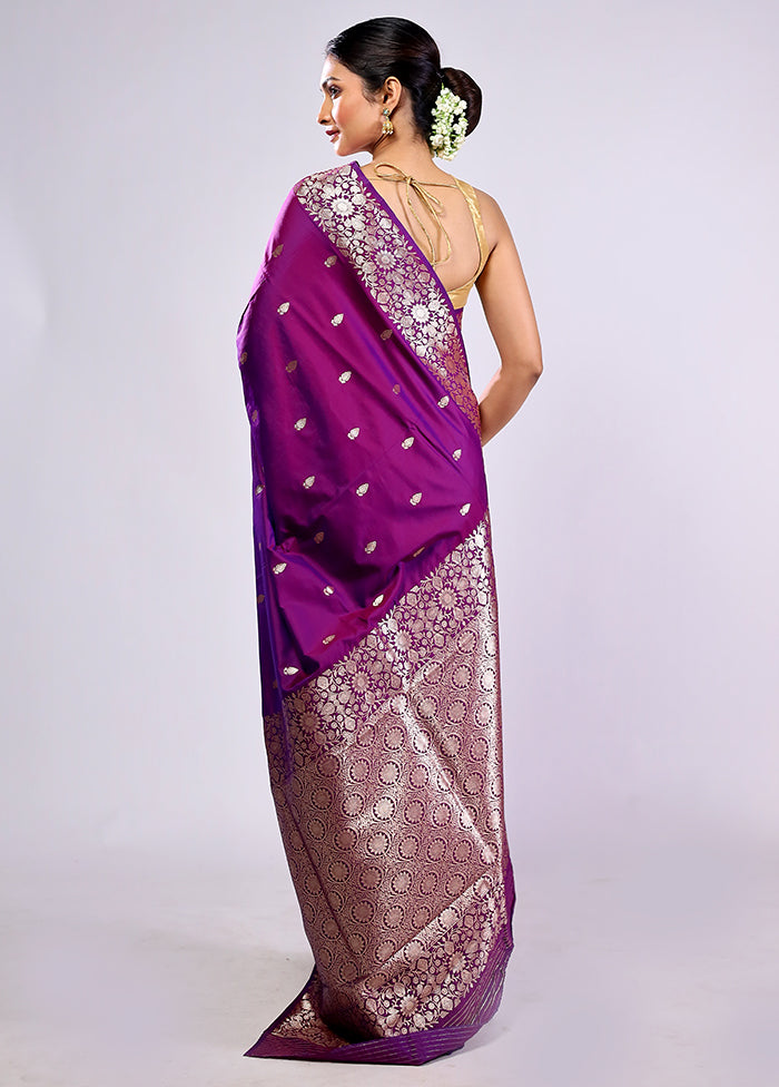 Purple Dupion Silk Saree With Blouse Piece