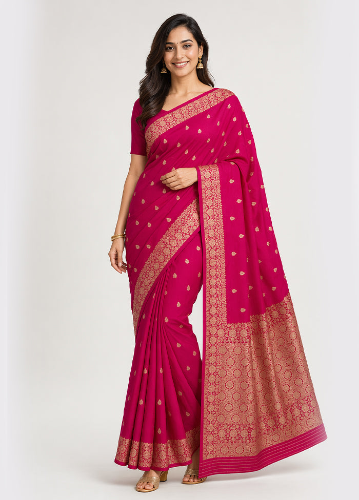 Pink Dupion Silk Saree With Blouse Piece