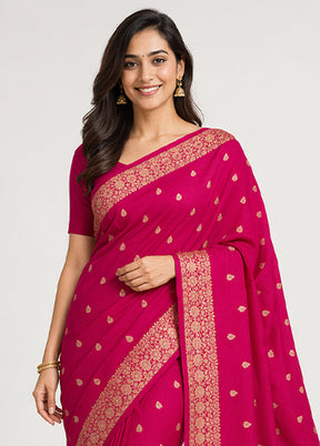 Pink Dupion Silk Saree With Blouse Piece