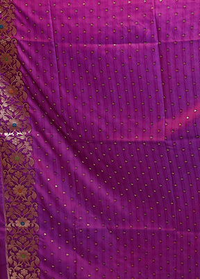Purple Dupion Silk Saree With Blouse Piece