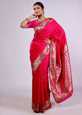 Pink Katan Silk Saree With Blouse Piece