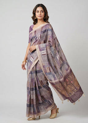 Multicolor Tussar Silk Saree With Blouse Piece