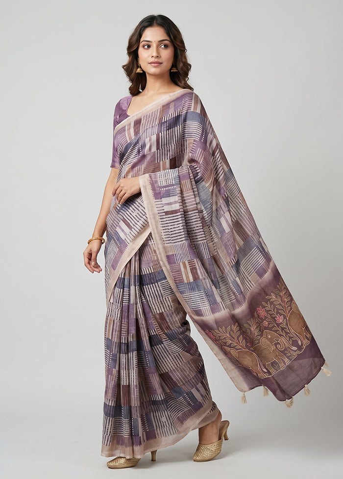 Multicolor Tussar Silk Saree With Blouse Piece
