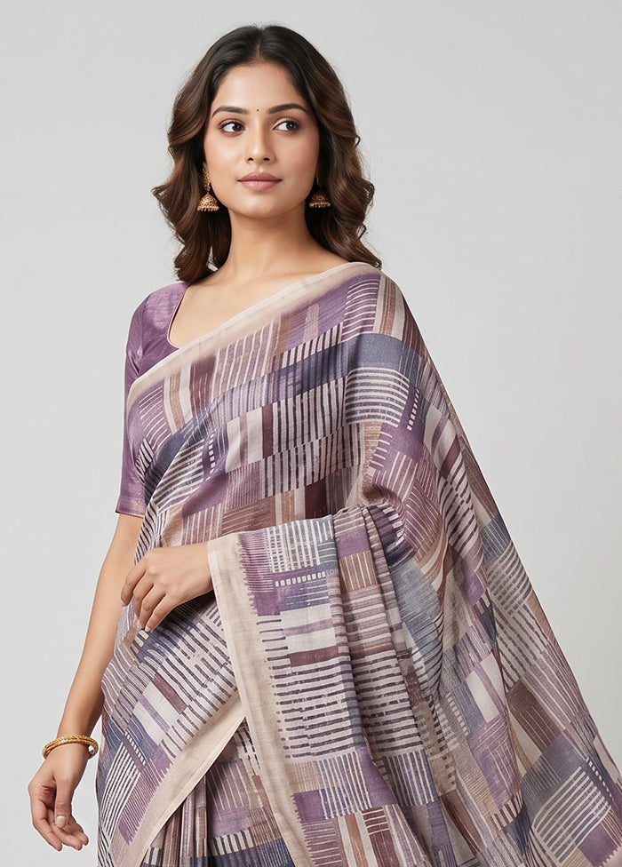 Multicolor Tussar Silk Saree With Blouse Piece