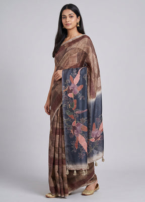 Multicolor Tussar Silk Saree With Blouse Piece