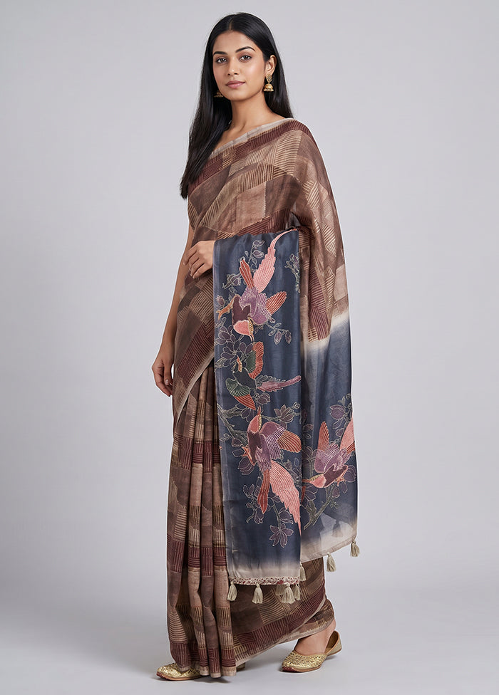 Multicolor Tussar Silk Saree With Blouse Piece