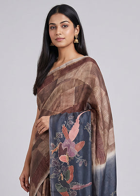 Multicolor Tussar Silk Saree With Blouse Piece