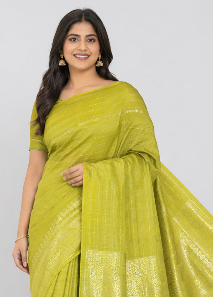 Green Handloom Kanchipuram Pure Silk Saree With Blouse Piece