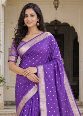 Purple Kanjivaram Silk Saree With Blouse Piece