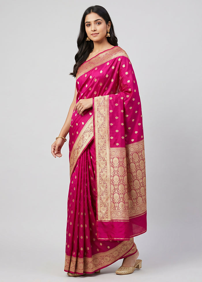 Pink Handloom Katan Pure Silk Saree With Blouse Piece