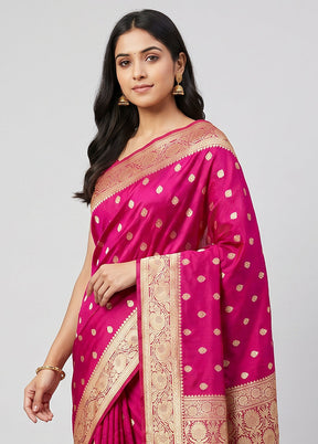 Pink Handloom Katan Pure Silk Saree With Blouse Piece