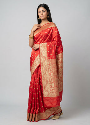 Pink Handloom Katan Pure Silk Saree With Blouse Piece