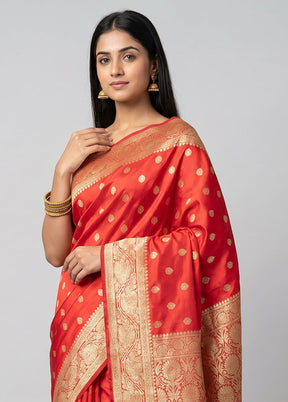 Pink Handloom Katan Pure Silk Saree With Blouse Piece