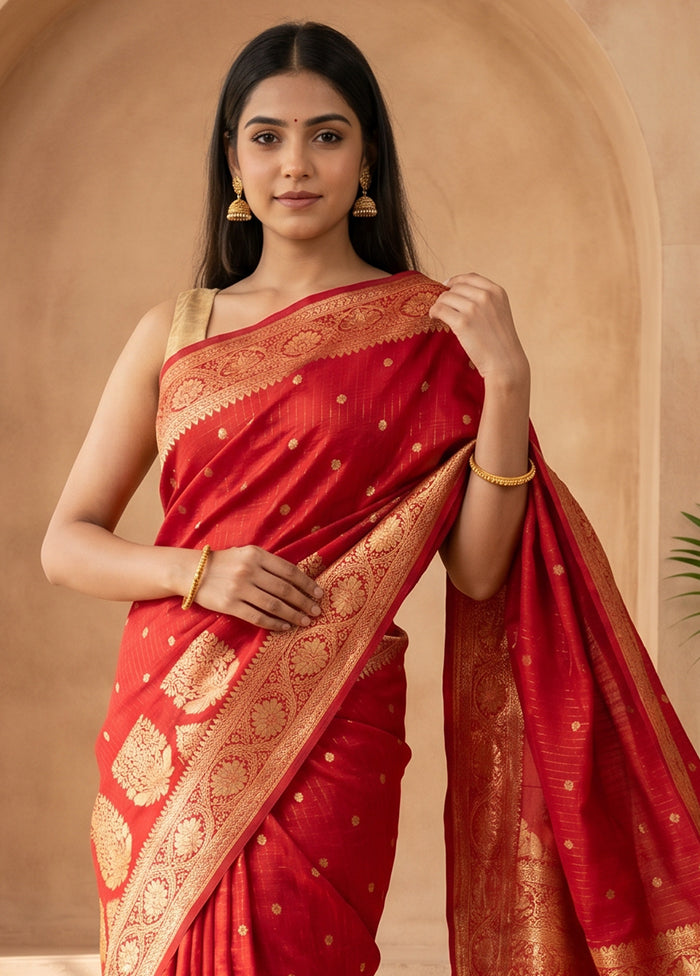 Pink Dupion Silk Saree With Blouse Piece
