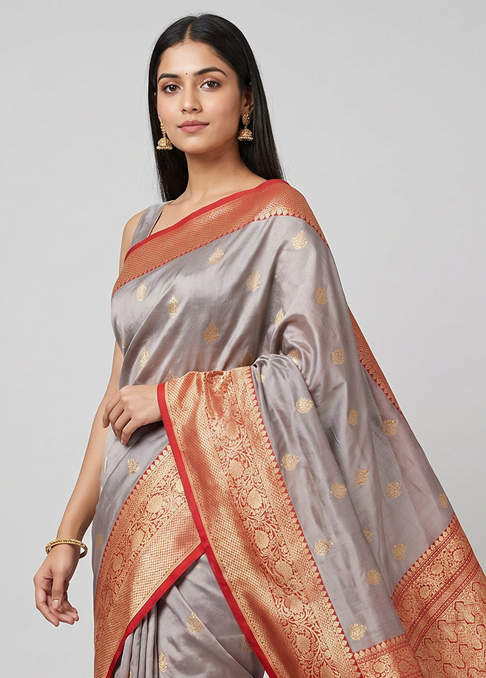 Cream Handloom Katan Pure Silk Saree With Blouse Piece