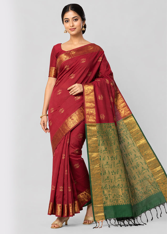 Purple Kanjivaram Silk Saree With Blouse Piece