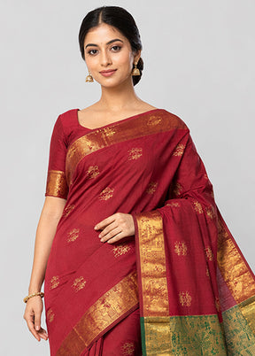 Purple Kanjivaram Silk Saree With Blouse Piece