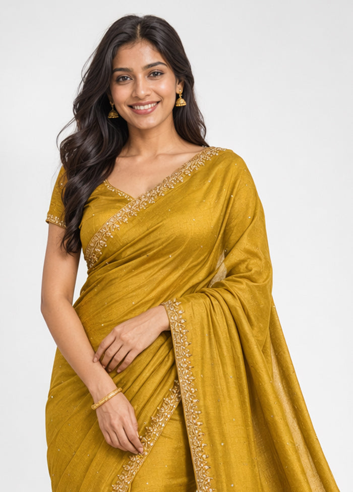 Green Tissue Silk Saree With Blouse Piece
