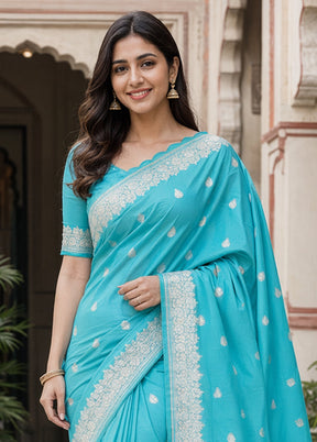 Green Katan Silk Saree With Blouse Piece