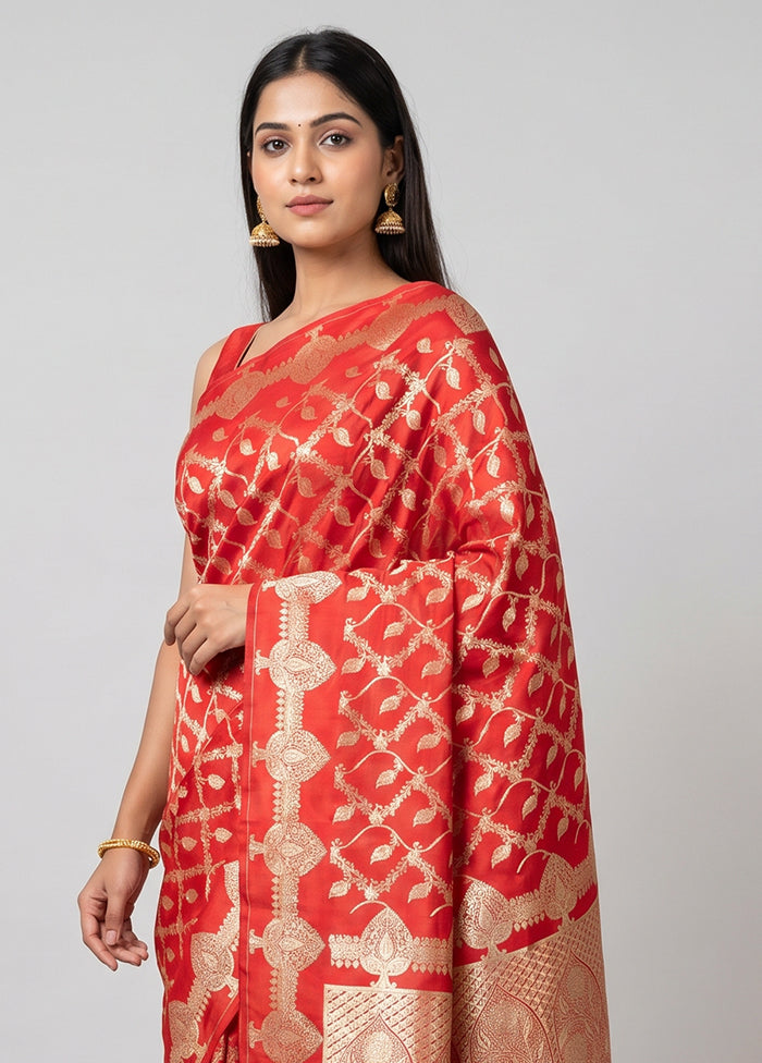 Pink Banarasi Silk Saree With Blouse Piece