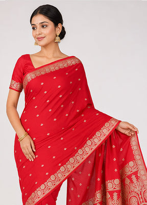 Pink Katan Silk Saree With Blouse Piece