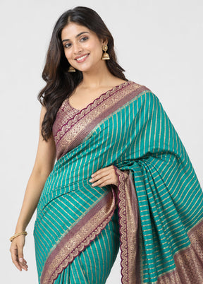 Green Dupion Silk Saree With Blouse Piece