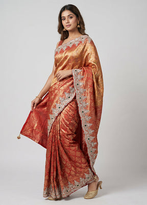Pink Handloom Pure Georgette Saree With Blouse Piece