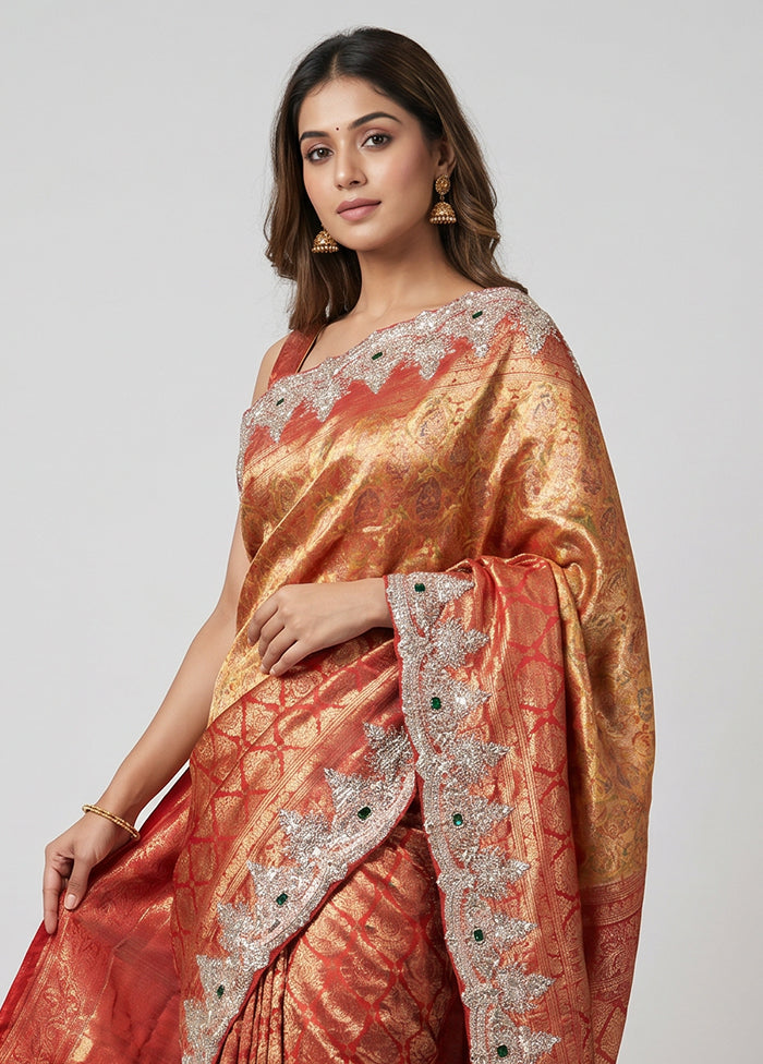 Pink Handloom Pure Georgette Saree With Blouse Piece