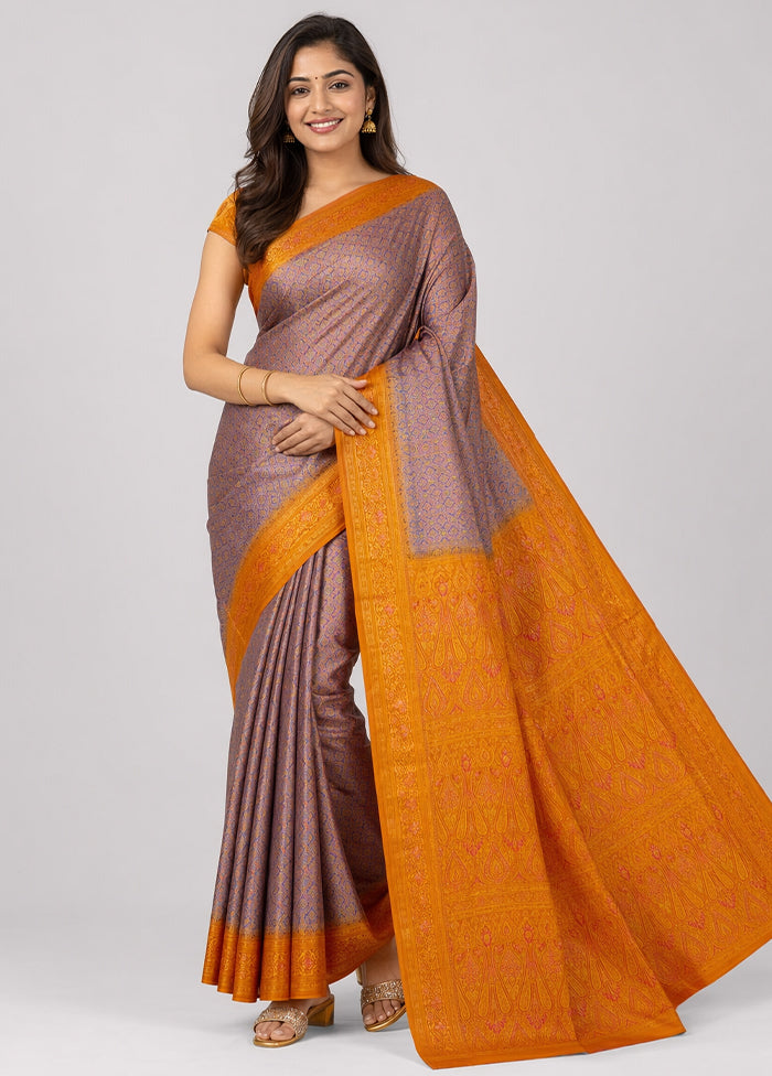 Blue Handloom Jamewar Pure Silk Saree With Blouse Piece