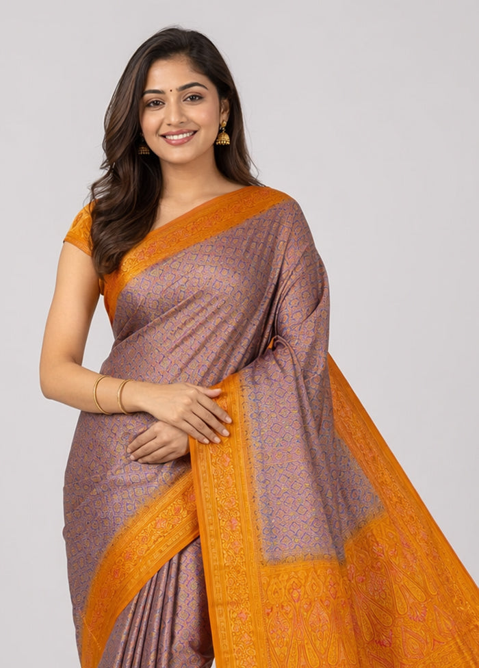 Blue Handloom Jamewar Pure Silk Saree With Blouse Piece