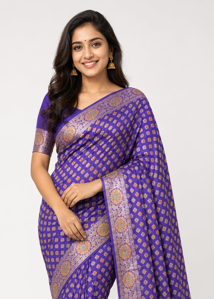 Blue Handloom Pure Georgette Saree With Blouse Piece